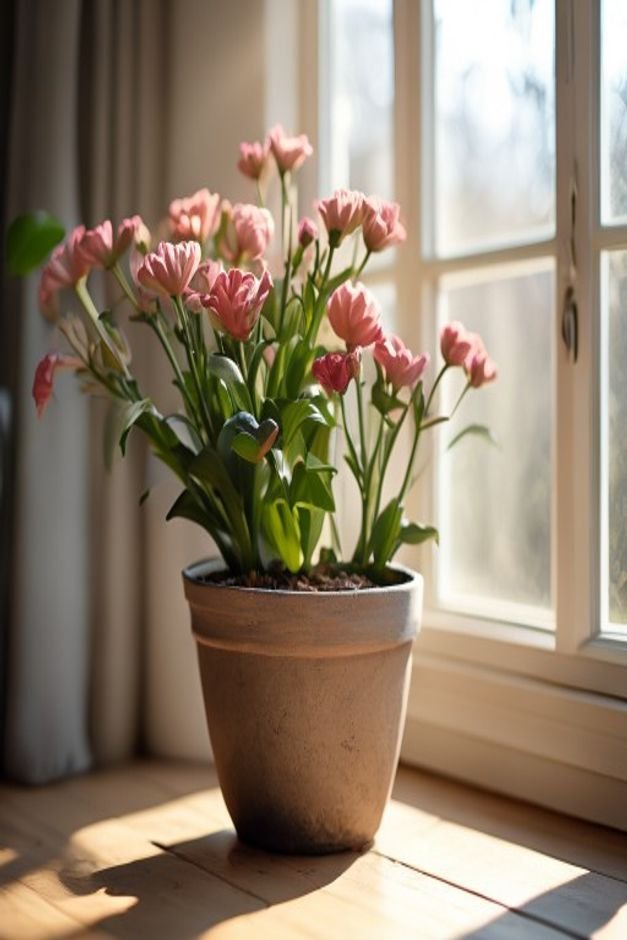 Editorial home photo for Perfecting Your Flower Pot Painting, natural light, realistic styling, no text overlay