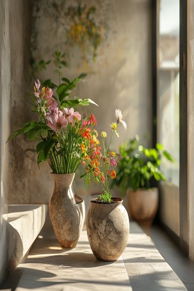 Editorial home photo for Bringing Life to Your Landscape with Thoughtful Flower Pot Painting, natural light, realistic s