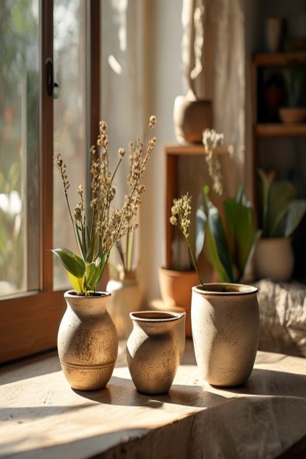 Editorial home photo for Crafting Pots with Purpose and Polish, natural light, realistic styling, no text overlay