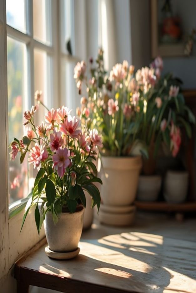Editorial home photo for Bringing Your Flower Pot Painting to Life, natural light, realistic styling, no text overlay