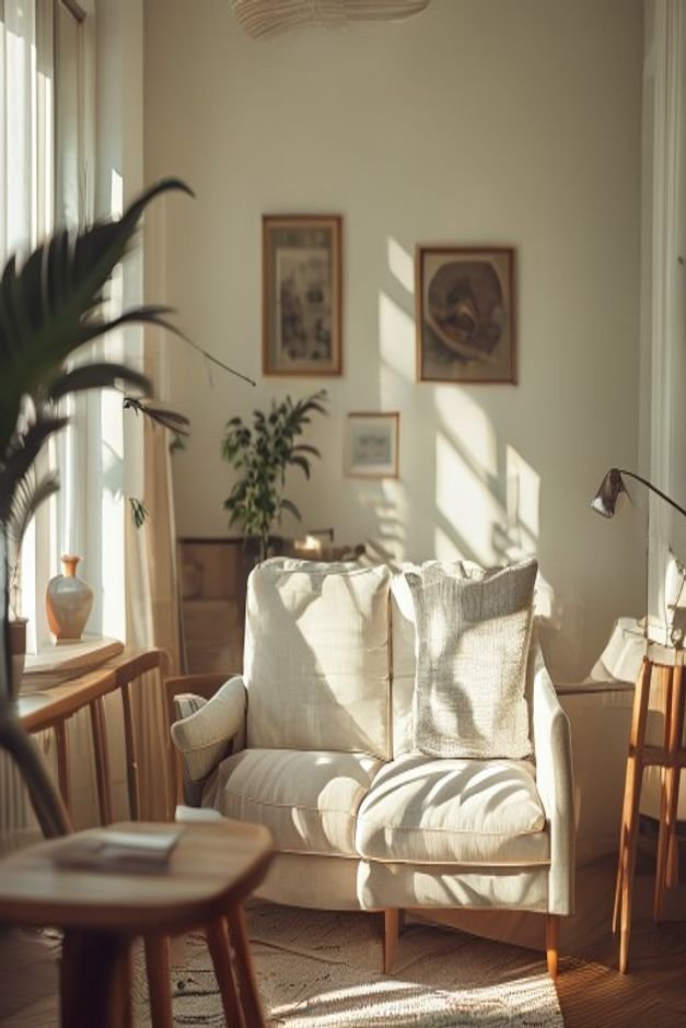 Editorial home photo for Group for Greater Impact, natural light, realistic styling, no text overlay