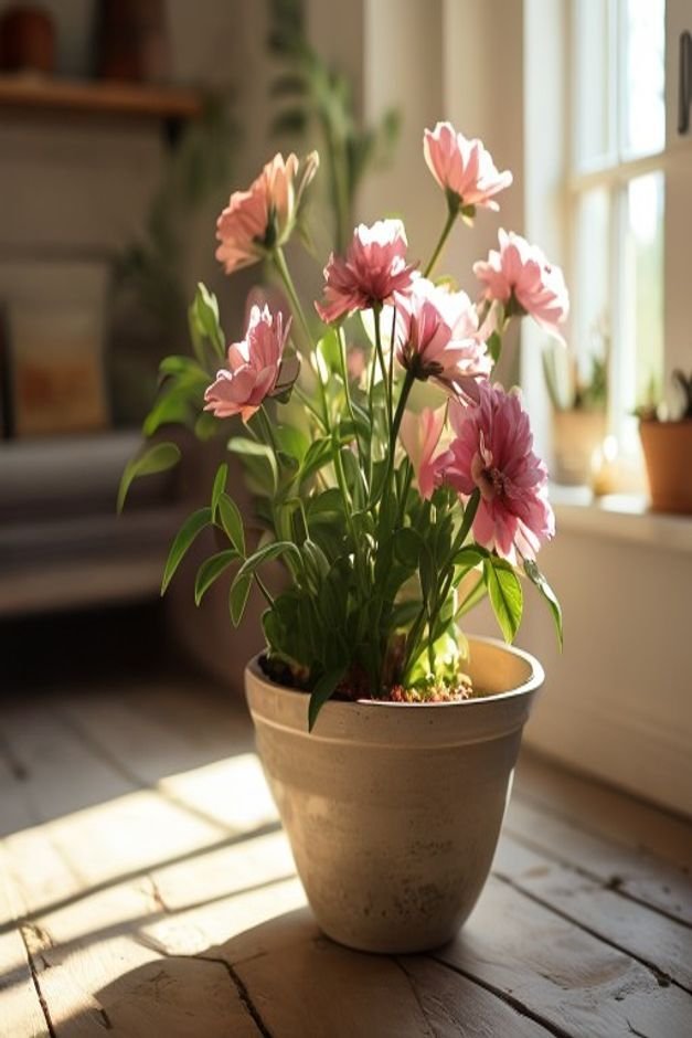 Editorial home photo for Making Your Flower Pot Crafts Shine, natural light, realistic styling, no text overlay