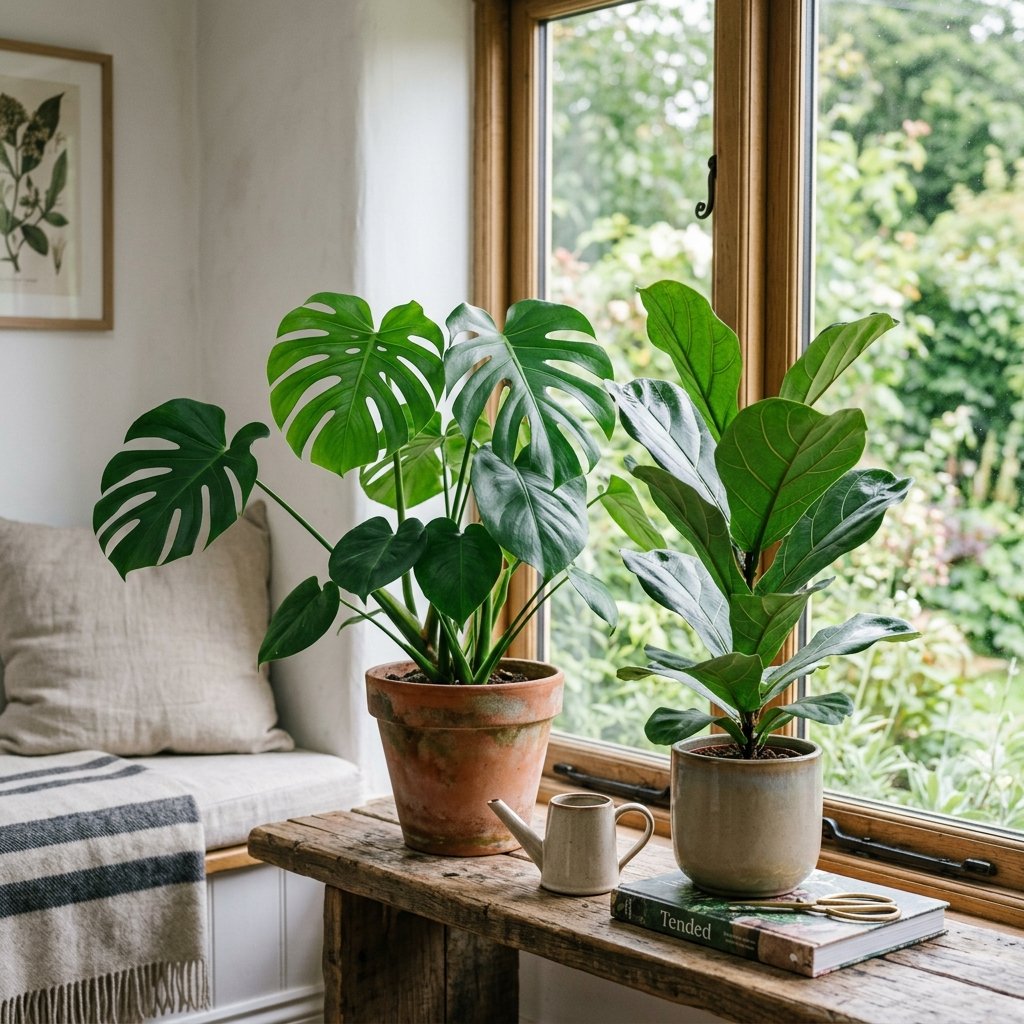 Editorial home photo for Thoughtful Plant Pairings, natural light, realistic styling, no text overlay