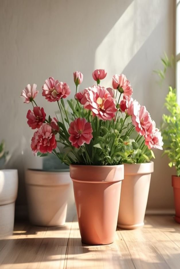 Editorial home photo for Bringing Your Painted Flower Pots to Life, natural light, realistic styling, no text overlay