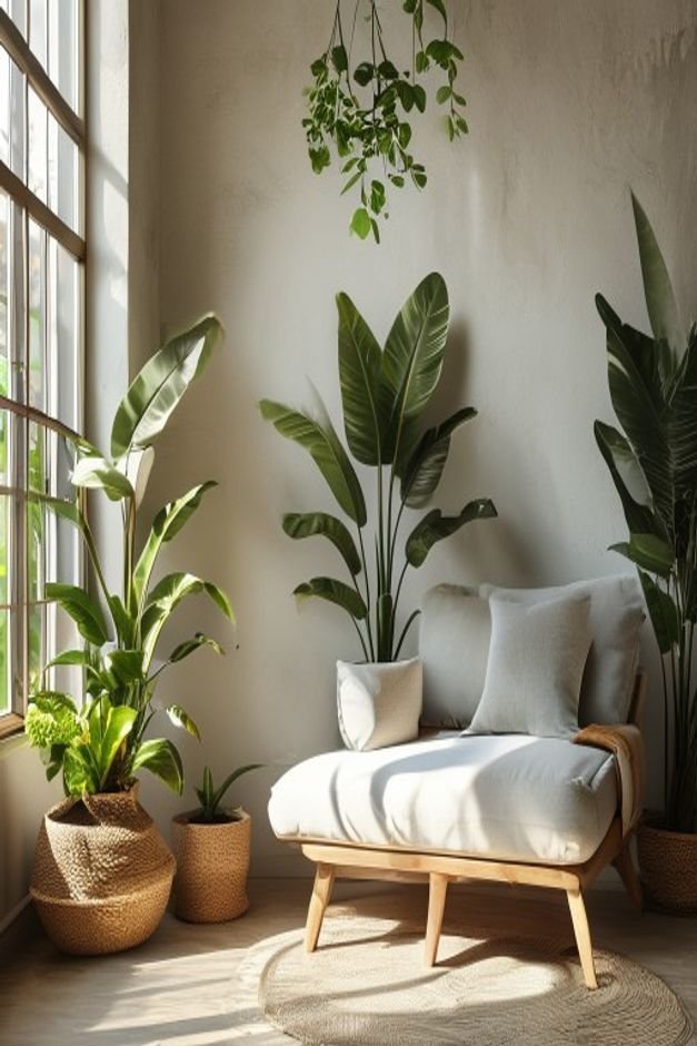 Editorial home photo for 11. Plant Companionship for Cohesion, natural light, realistic styling, no text overlay