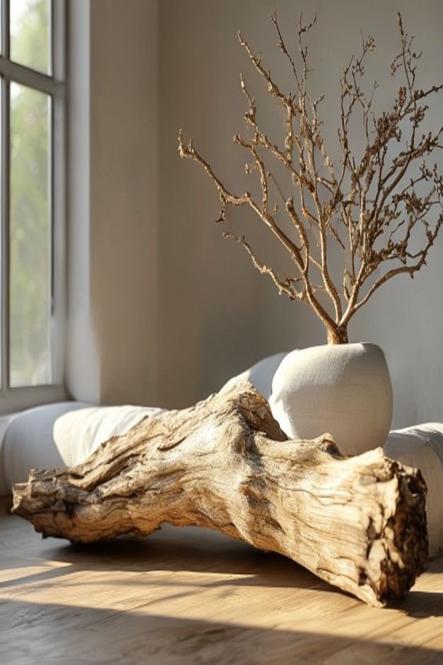 Editorial home photo for 13. Create a Driftwood or Branch Embellishment, natural light, realistic styling, no text overlay