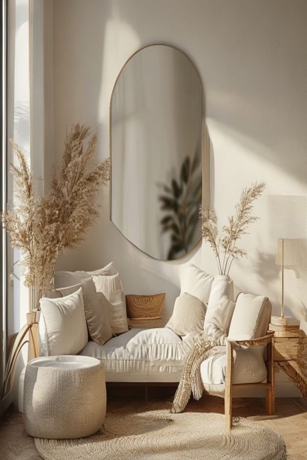 Editorial home photo for Refining Your Mirror Wall Decor, natural light, realistic styling, no text overlay