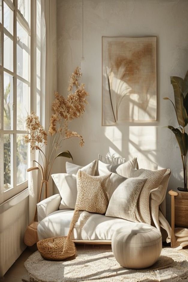Editorial home photo for The Art of Layered Styling, natural light, realistic styling, no text overlay