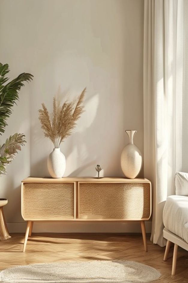 Editorial home photo for Layer with a Slim Console Table, natural light, realistic styling, no text overlay