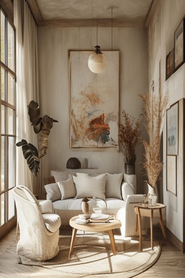Editorial home photo for The Art of the Curated Collection, natural light, realistic styling, no text overlay