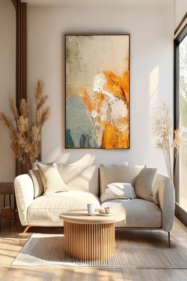 Editorial home photo for 8. DIY Abstract Art, natural light, realistic styling, no text overlay