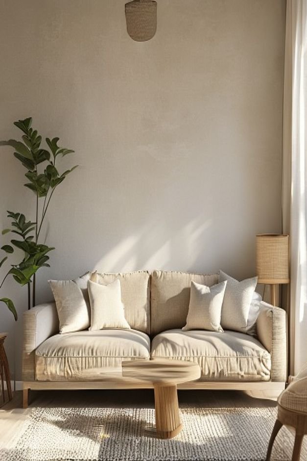 Editorial home photo for The Finishing Touches for Above Sofa Wall Decor, natural light, realistic styling, no text overlay