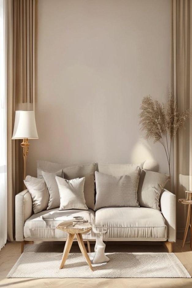 Editorial home photo for The Finishing Touches for Above Sofa Wall Decor, natural light, realistic styling, no text overlay