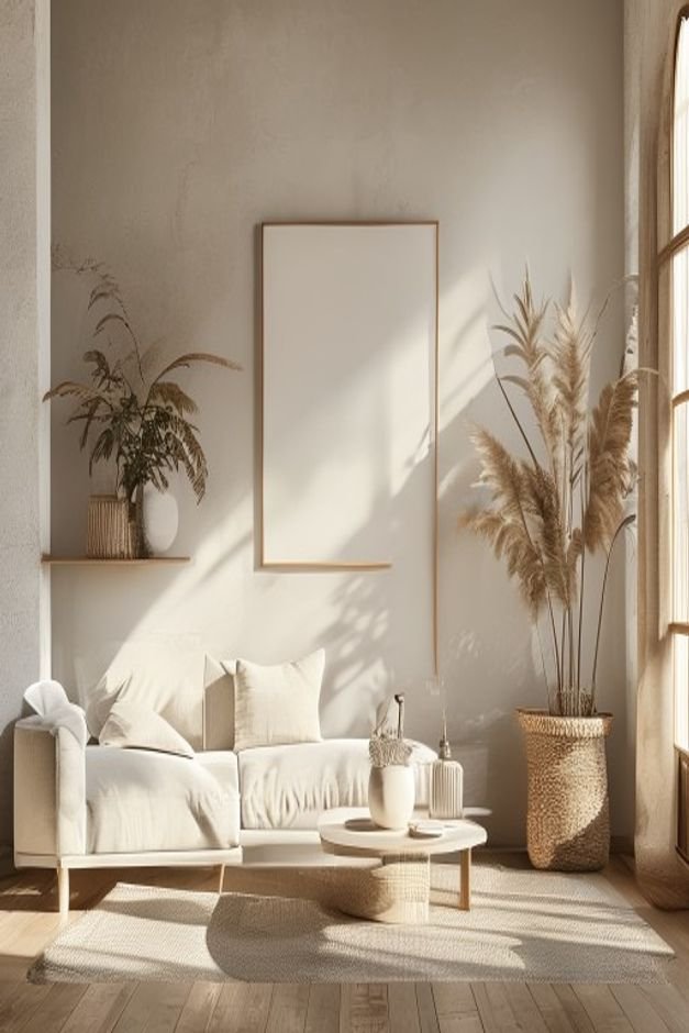 Editorial home photo for Asymmetrical Arrangements with Visual Weight, natural light, realistic styling, no text overlay