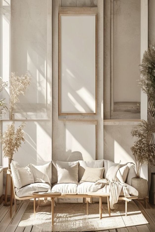 Editorial home photo for Grid of Identical Frames, natural light, realistic styling, no text overlay