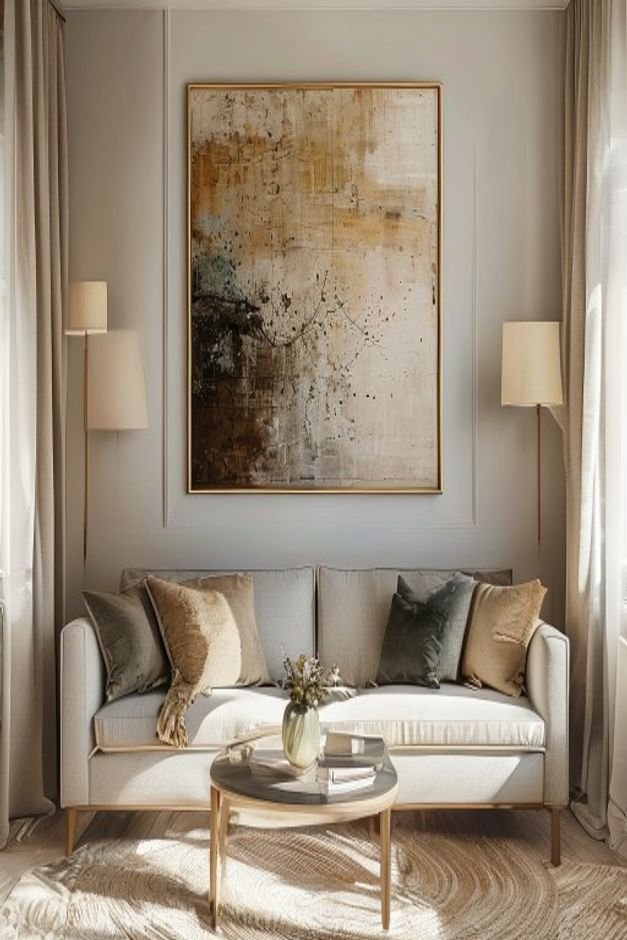 Editorial home photo for A World of Above Sofa Wall Decor Possibilities, natural light, realistic styling, no text overlay