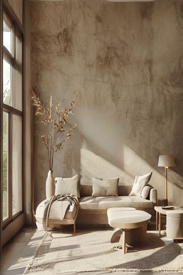 Editorial home photo for 9. Consider the Wall's Surface, natural light, realistic styling, no text overlay