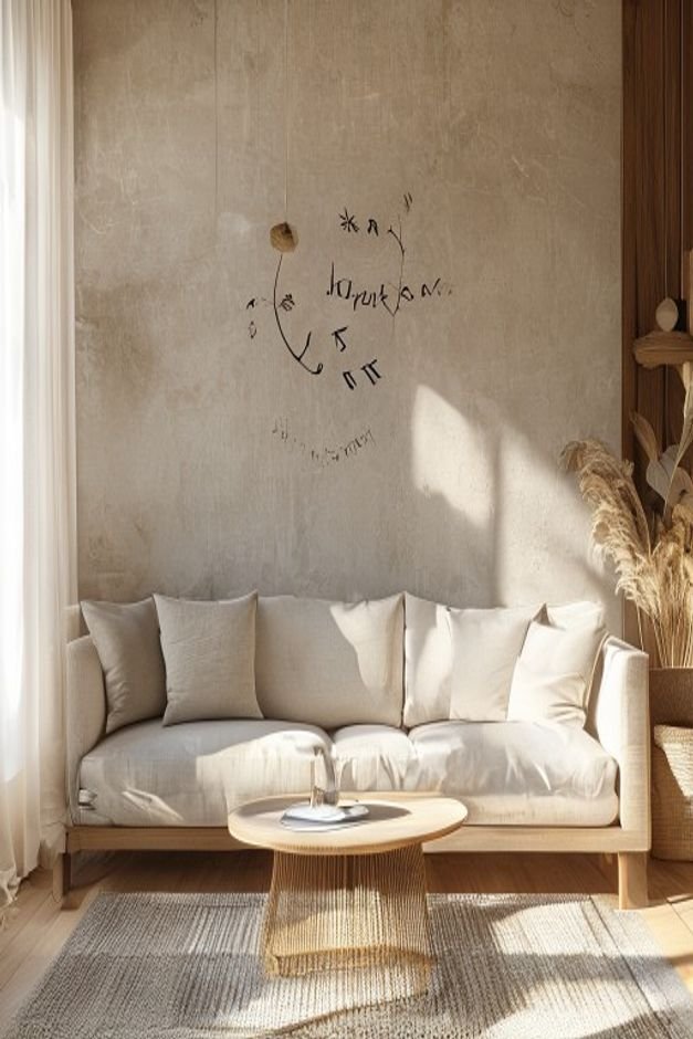 Editorial home photo for The Final Touch: Above Sofa Wall Decor, natural light, realistic styling, no text overlay