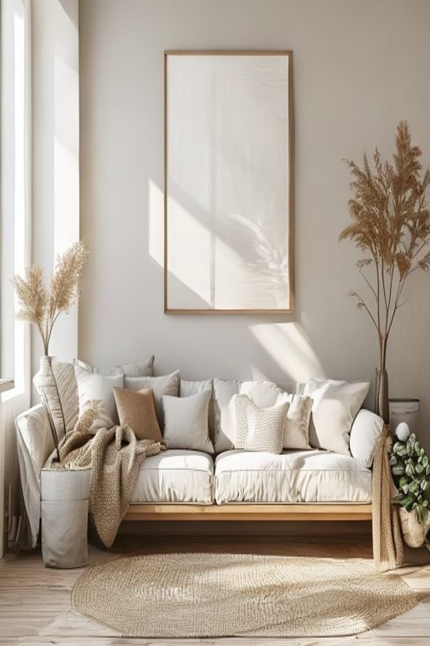 Editorial home photo for Crafting a Cohesive Look for Your Above Sofa Wall Decor, natural light, realistic styling, no text overlay