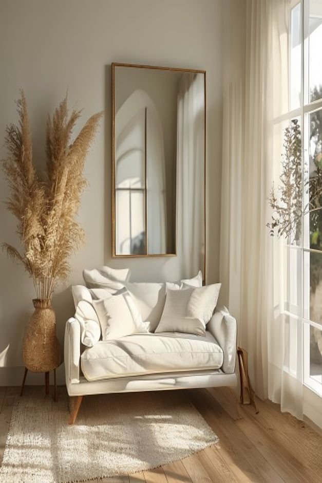 Editorial home photo for Misusing Mirrors as Purely Decorative, natural light, realistic styling, no text overlay