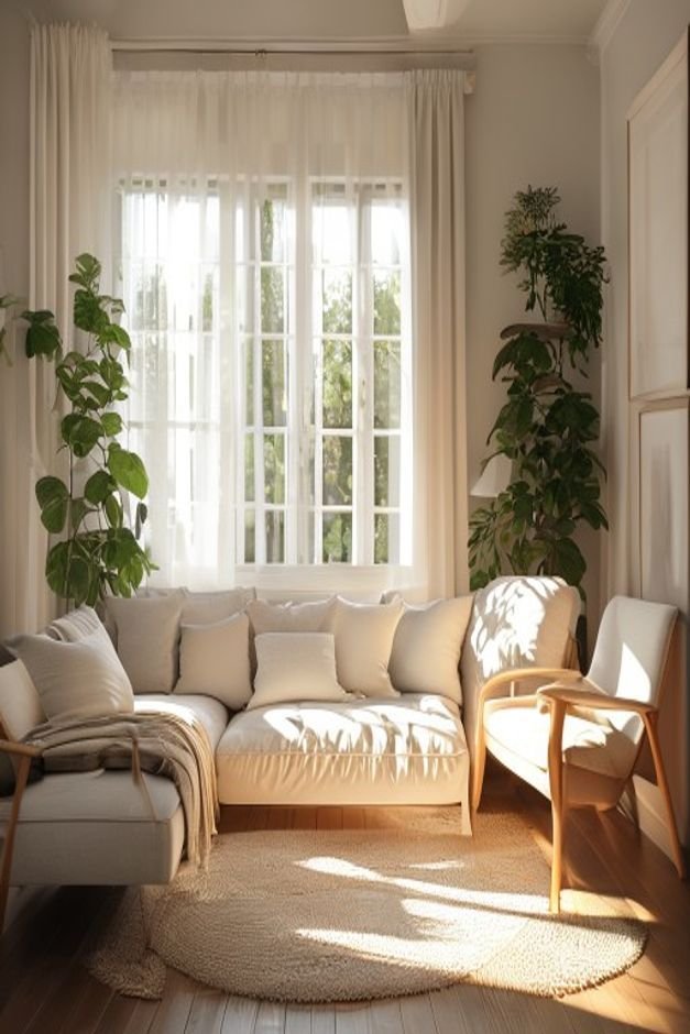 Editorial home photo for Decluttering for Better Room Decor, natural light, realistic styling, no text overlay