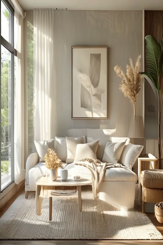 Editorial home photo for Vary Heights for Visual Interest, natural light, realistic styling, no text overlay