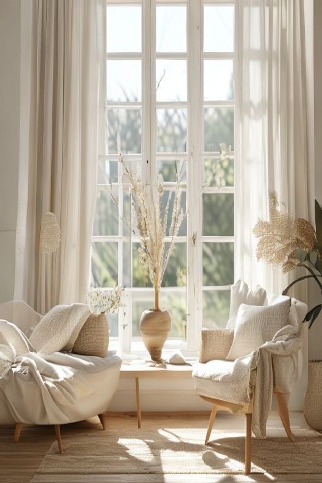 Editorial home photo for Refresh Your Window Treatments, natural light, realistic styling, no text overlay
