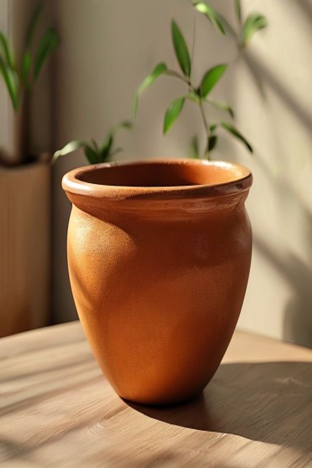 A terracotta pot with a smooth slightly glossy finish from being sealed showcasing a richer deeper color than an unseale